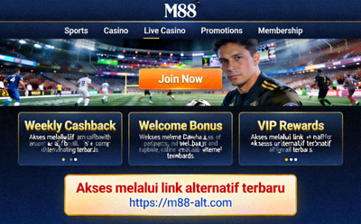 Tampilan halaman utama M88 yang dapat diakses melalui link alternatif terbaru